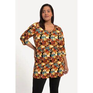 Ulla Popken New With Tags Plus 20/22 Tunic Unique Fall Tone Print 3/4 Sleeve